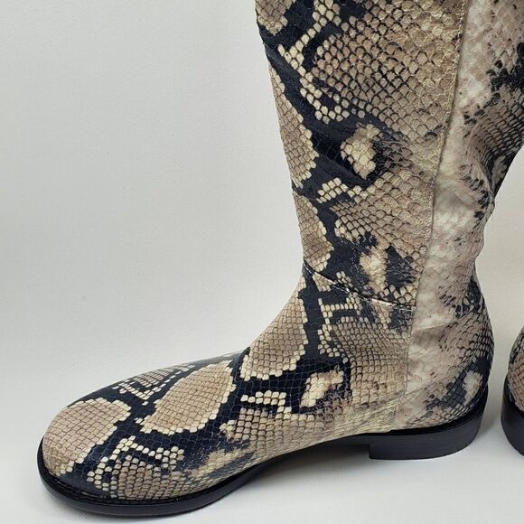Stuart Weitzman pathython over the knee flat heel boots Cream - Picture 13 of 14